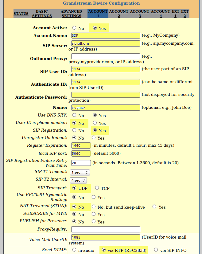 Grandstream Device Configuration